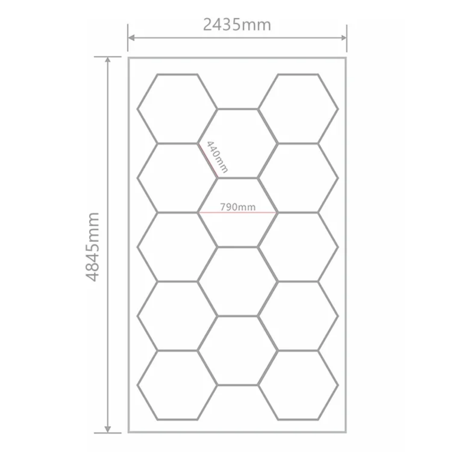 Kit de luces led hexagonal con borde rectangular (14 hexágonos)